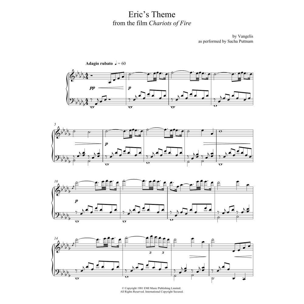 Eric's Theme (from Chariots Of Fire) (as performed by Sacha Puttnam)